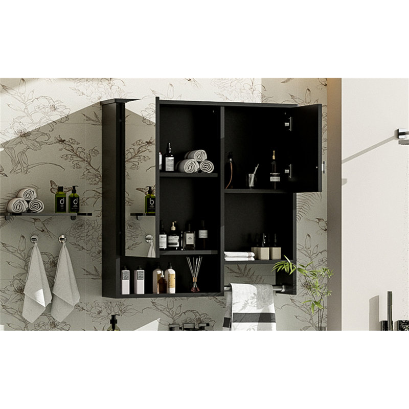 Armoire à pharmacie murale 29 po x 28 po, H 28,74 po x l 29,52 po x P 7,12 po, Noir