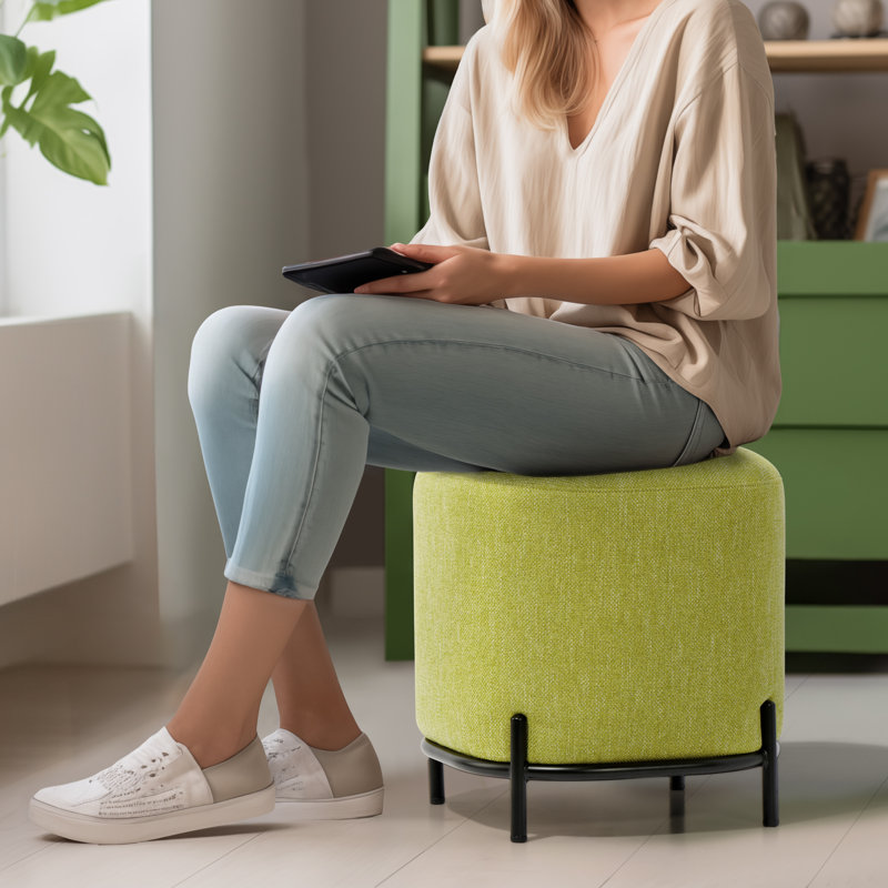 Tabouret et repose-pieds rembourrés vert lime de 18 po Daryla, Jaune clair