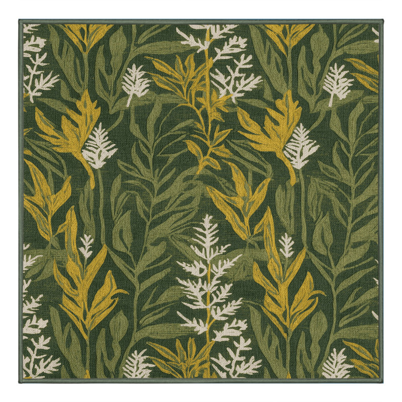 Washable Wood Sorrel Vegetables Area Rug, Square 3'