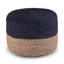 Pouf rond de 18 pouces de large en jute tressé à la main bleu marine et naturel