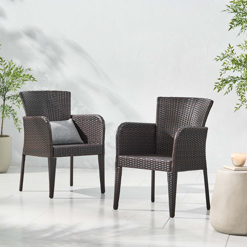 Chaise de patio en PE, Brun multi