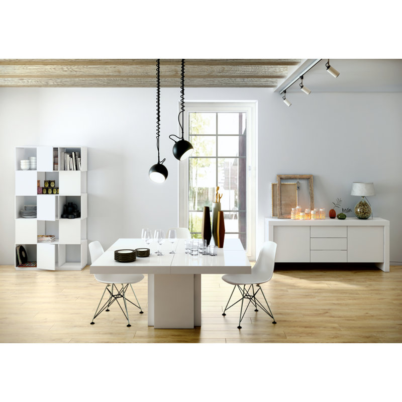 Dion Dining Table, 30" H x 51" W x 51" D, White/White