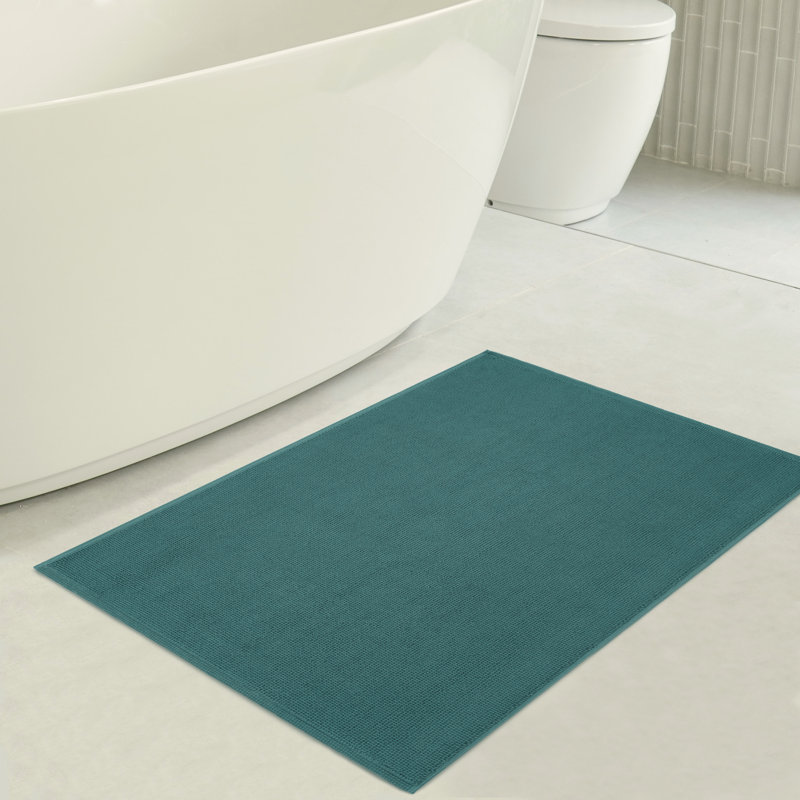 Chemung 100% Cotton Non-Slip Bath Rug, 24" L x 17" W, Colonial Blue
