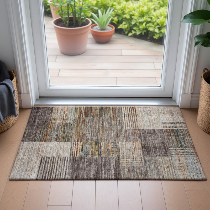 Machine Washable Indoor/Outdoor Meredith ACN2149 Geometric Rug, Rectangle 1 pi 8 po x 2 pi 6 po