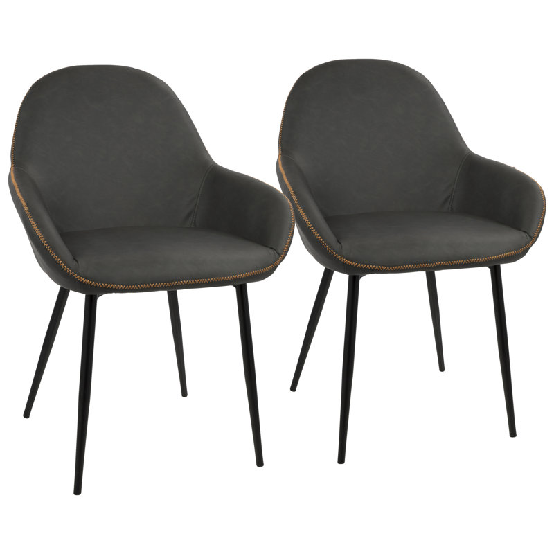 Rylee 19'' H Faux Leather Upholstered Metal Armchair, Gray
