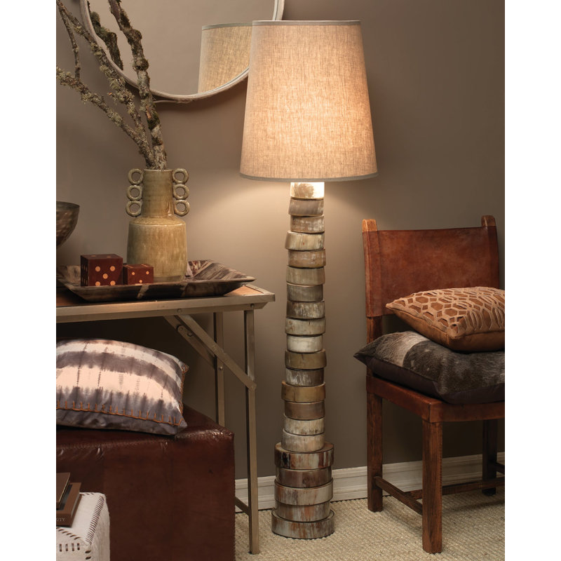 Stacked Floor Lamp, Faux Horn, Elephant Hemp