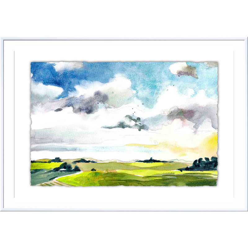 «Sky View VI» par Paul McCreery - peinture encadrée, H 8 po x l 12 po, Blanc