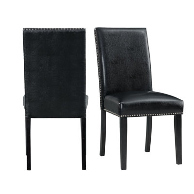 Picket House Furnishings Pia Faux Leather Side Chair Set In Black -  DMI100SC