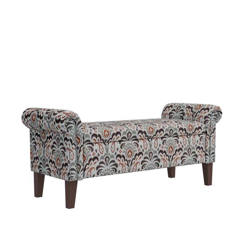 Banc de rangement à accoudoirs roulés Wallen Traditional