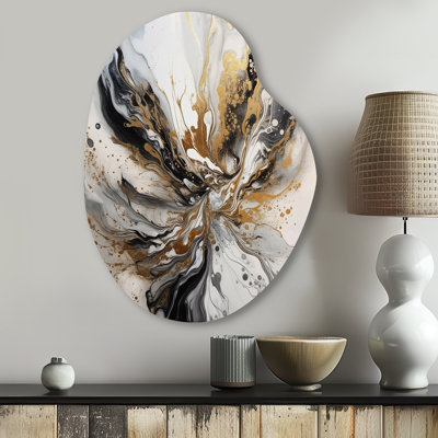 Melle - Marble Asymmetrical Print on Metal, Modern Unique Shape Metal Wall Decor