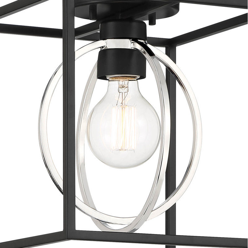Semi Flush Mount, Matte Black/Silver
