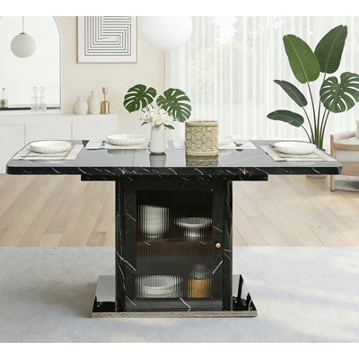 Table de salle à manger extensible avec armoire de rangement