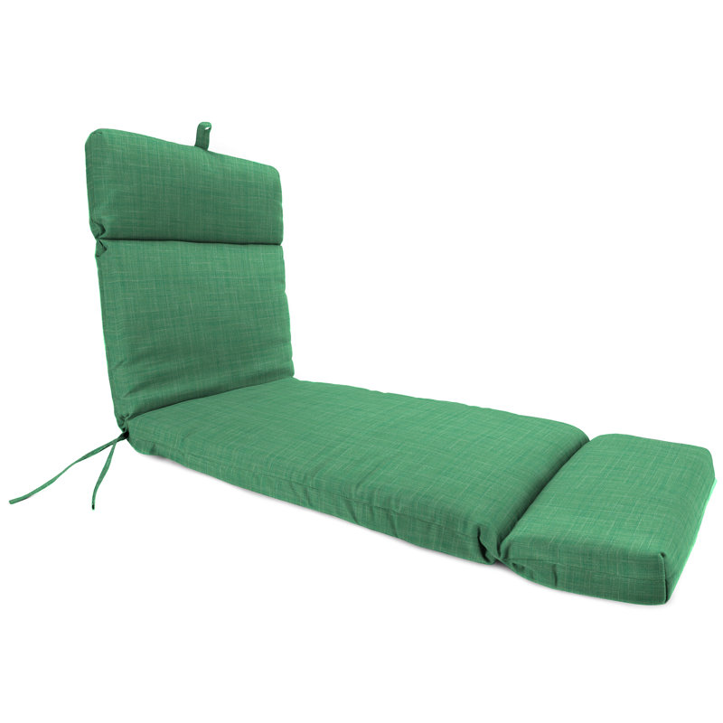 72" x 22" Outdoor Chaise Lounge Cushion with Ties and Loop, Green