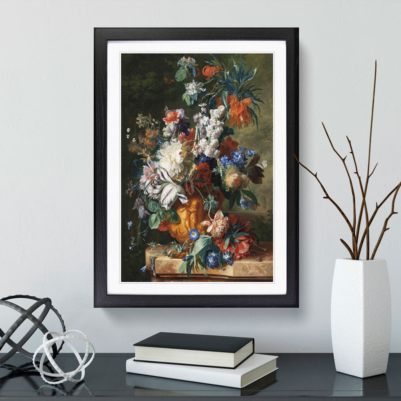Still Life with Flowers Vol.4 by Willem Van Aelst - Picture Frame Painting, Black, 36cm H x 27cm W x 2cm D