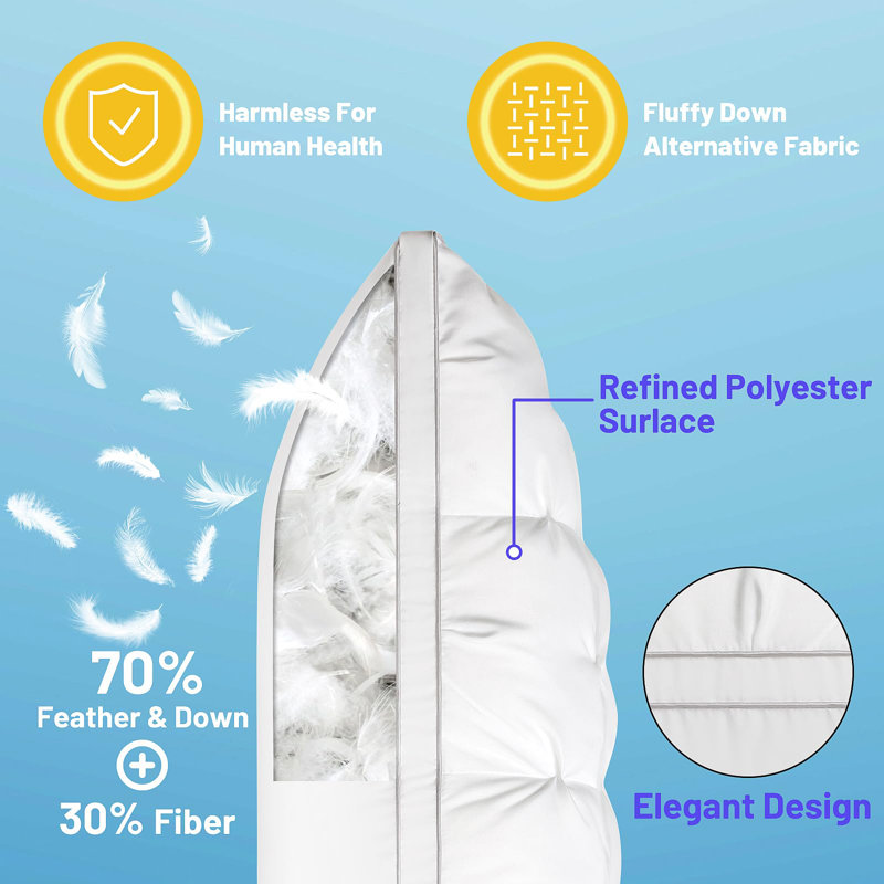 Fluffy Support Bed Pillow, Super Soft Premium Down-Alternative Filling for Sleeping, Luxury Hotel Quality Bed Pillows for Side Sleeper