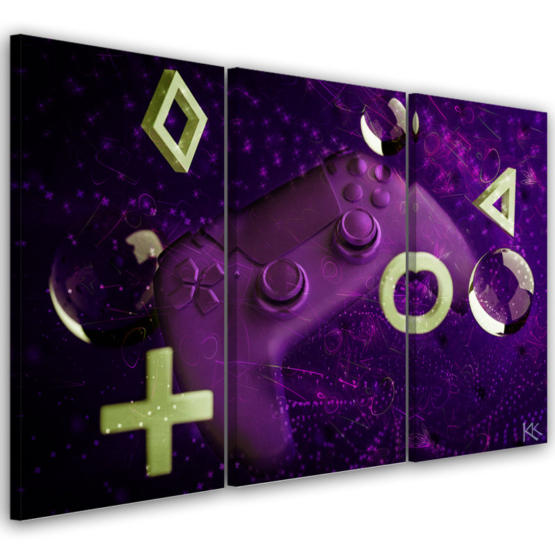 Game Console - 3 Piece No Frame Print on Canvas, 80cm H x 120cm W