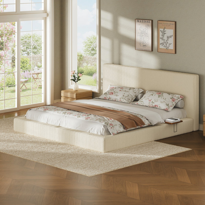 Bed Frame with Adjustable Sliding Side Table
