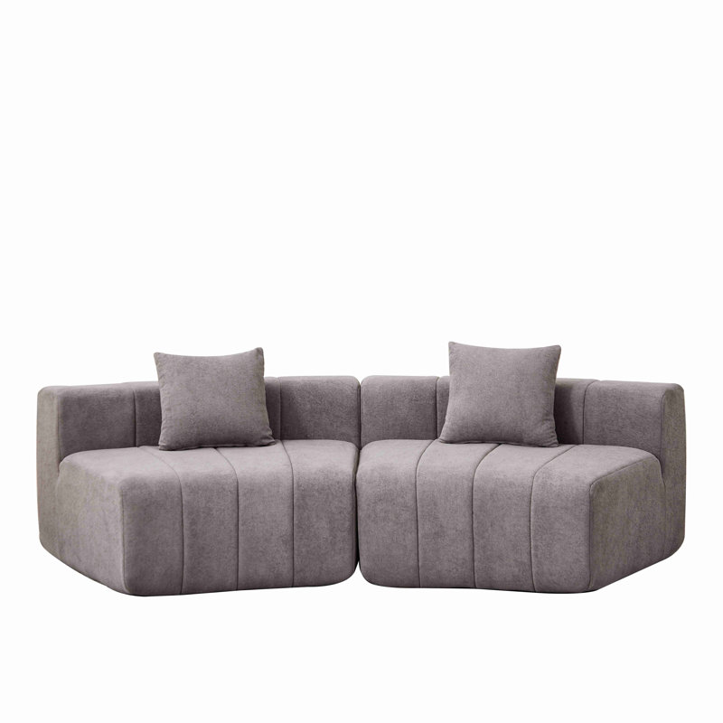 Canapé modulaire courbé Chenille, 29" H x 88" W x 33" D, Gris