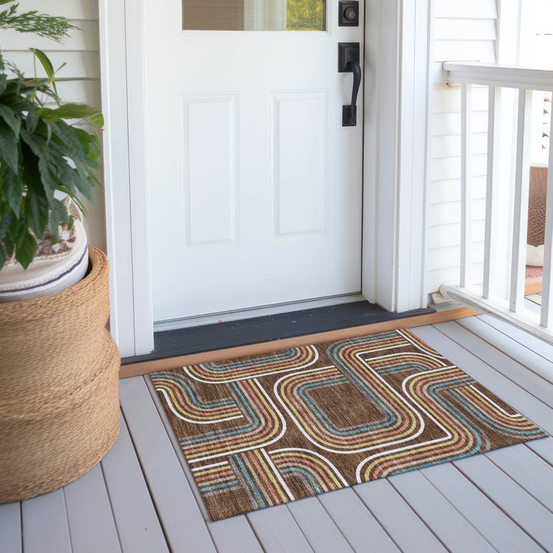Machine Washable Indoor/Outdoor Chantille ACN2535 Geometric Rug, Rectangle 1'8" x 2'6", Chocolate