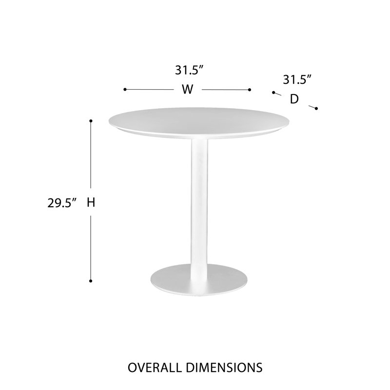 Table de salle à manger sur pied 31,5 po Abode, Blanc, Blanc