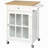 27" Rolling Kitchen Island Cart With Drawer And Glass Door Cabinet, Kitchen Trolley With Adjustable Shelf And Towel Rack