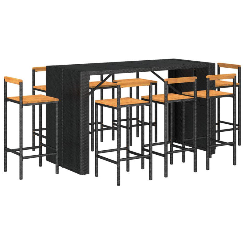 Lieu 40cm Solid Wood Bar Set, Black