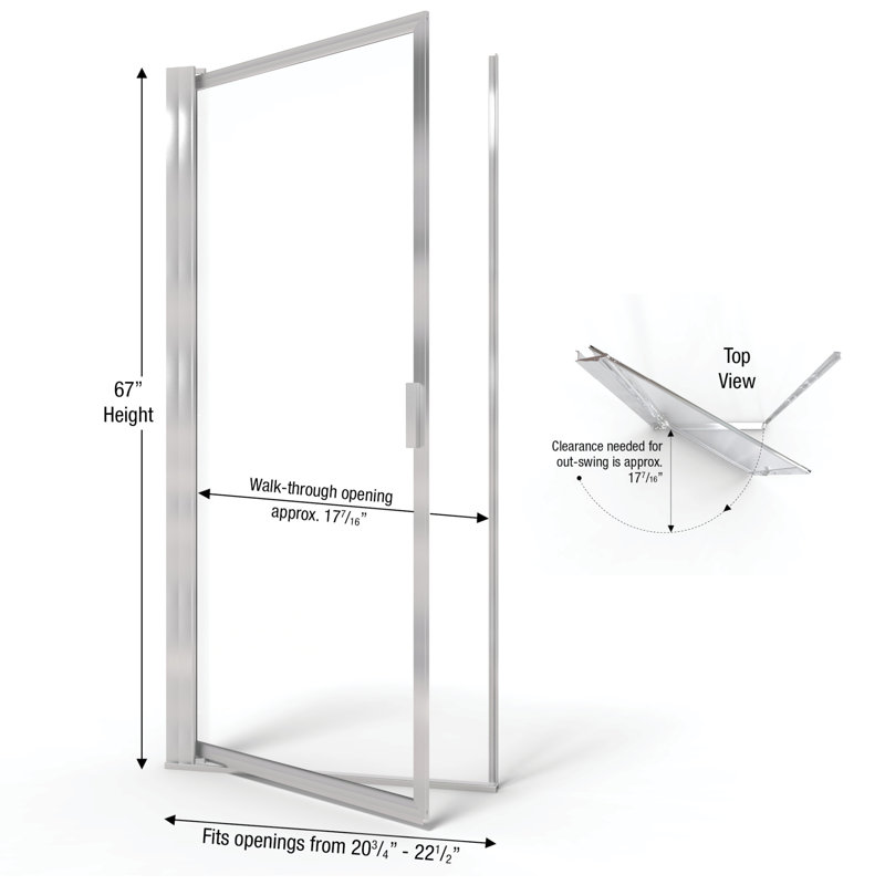 Sopora 22.5" W x 67" H Pivot Framed Shower Door, Brushed Nickel, Clear