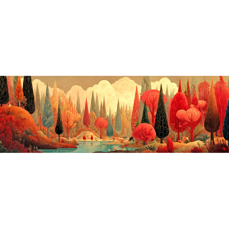 «Enchanted Autumn Forest», art mural sur toile tendue, H 20 po x l 60 po