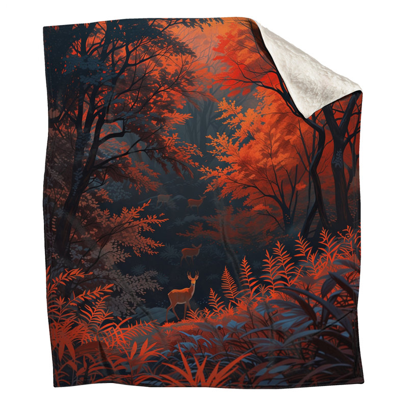 Couvertures de cerf Autumn Forest, 60in W x 80in H