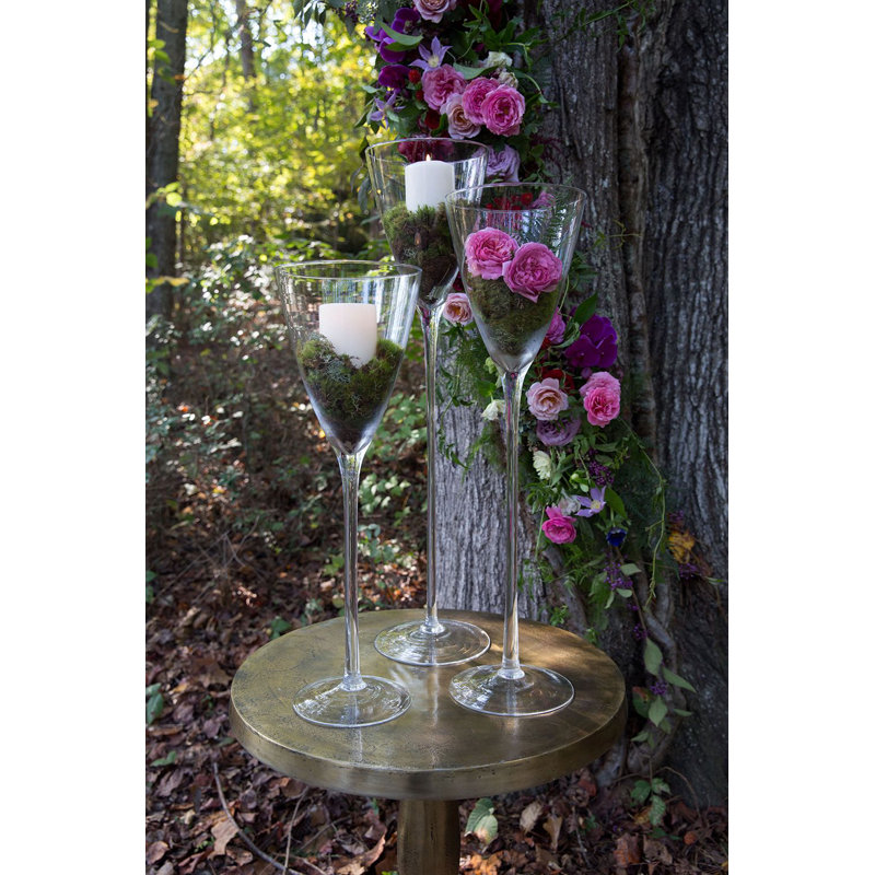 Handmade Glass Table Vase, 31.25" H x 7.5" W x 7.5" D