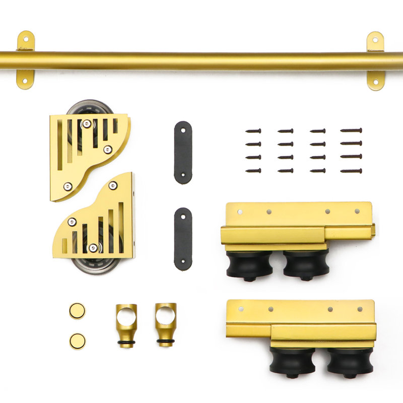 7.3FT Gold Rolling Library Ladder Hardware Kit, Telescopic Upper Roller,Ladder Not Included