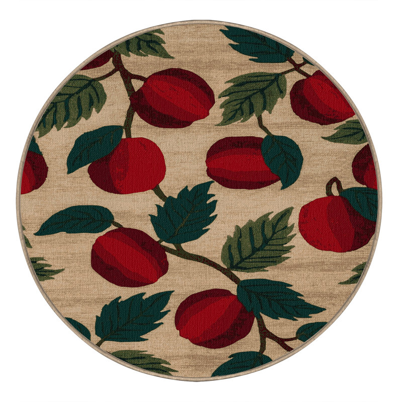  Tapis lavable à motif de fruits Yangmei, Rond 4 pi
