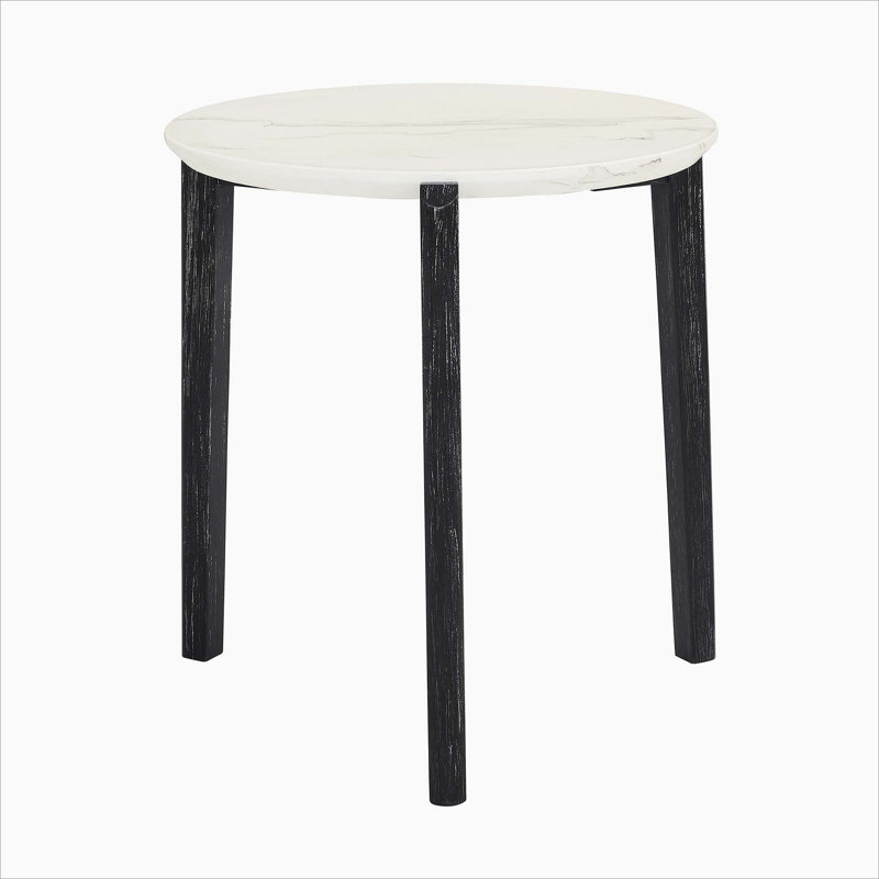 Round End Table, White