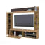 Meuble audio-vidéo mural avec tablettes ouvertes et armoire de rangement rabattable