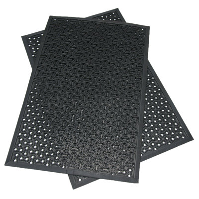 Rubber-Cal "Dura-Scraper Drainage" Commercial Door Mat - Black