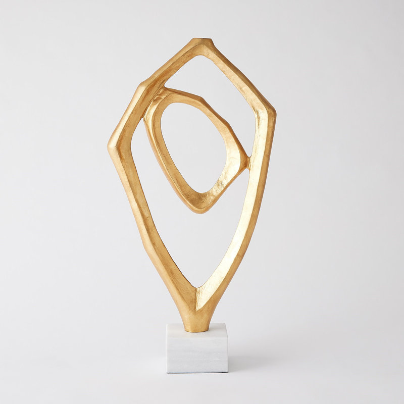 Interplay Sculpture-Bronze, White/Gold