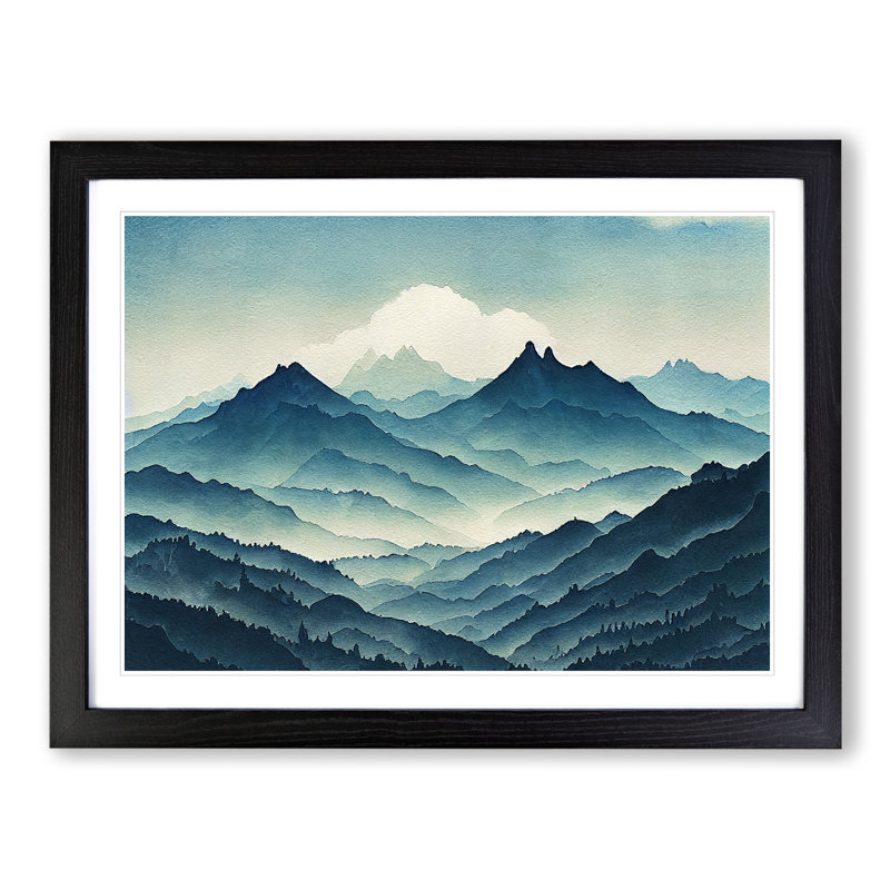Cool Mist Mountains Vol.3 - Framed Print, 46cm H x 64cm W x 2cm D, Black Framed