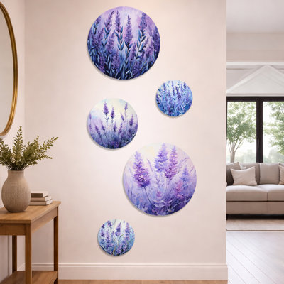 Lavender Serenity 1 - Herbs Wall Art Set of 5 - Farmhouse Metal Wall Art 5 Piece Set
