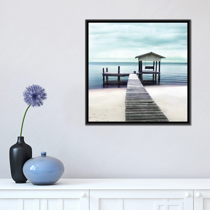« pacifique place », impression sur toile, H 18 po x l 18 po x P 1,5 po, Toile avec cadre noir, Pas de tapis