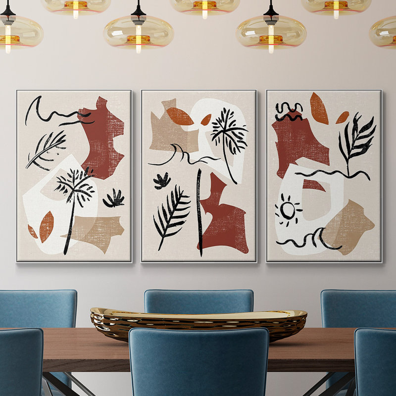 Soft Palms IV, reproduction sur toile 3 pièces, H 48 po x l 96 po x P 2 po, Blanc