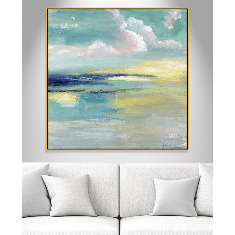 Bertie Ocean View by Tava Studios - Painting Print, 46.5" H x 46.5" W x 2" D, Gold Framed Canvas