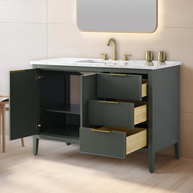 Emma 48" W Single Vanity, Vintage Green/Brushed Bronze