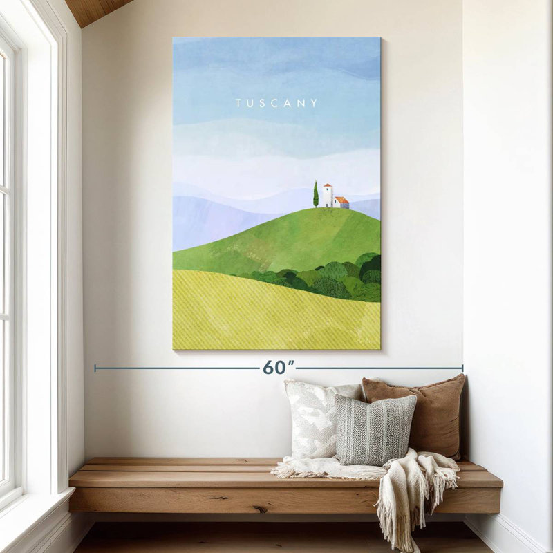 Affiche de voyage rétro Aime Tuscany, H 51 po x l 34 po