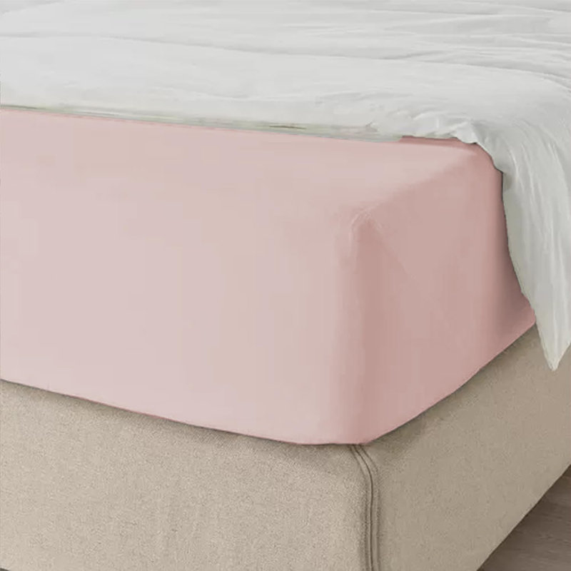 Rylynne Microfiber Plain Weave / Muslin Fitted Sheet, Blush Pink, King