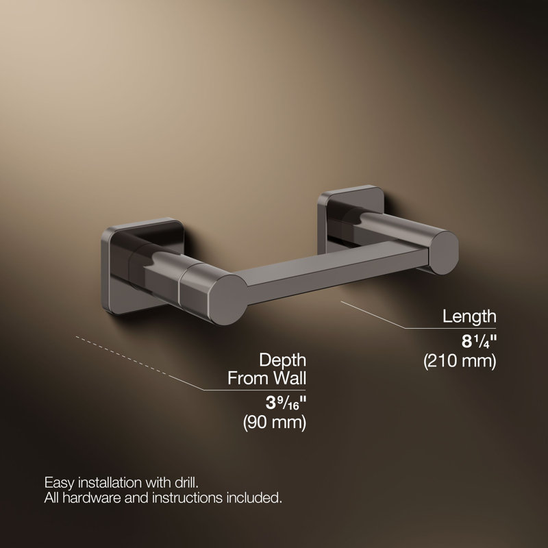 Parallel™ Pivoting Toilet Paper Holder, Wall-Mount Bathroom Toilet Paper Holder, Gray