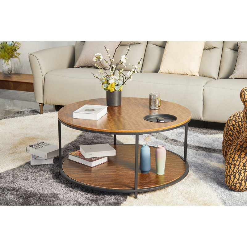 Table basse ronde à deux couches, Black Brown