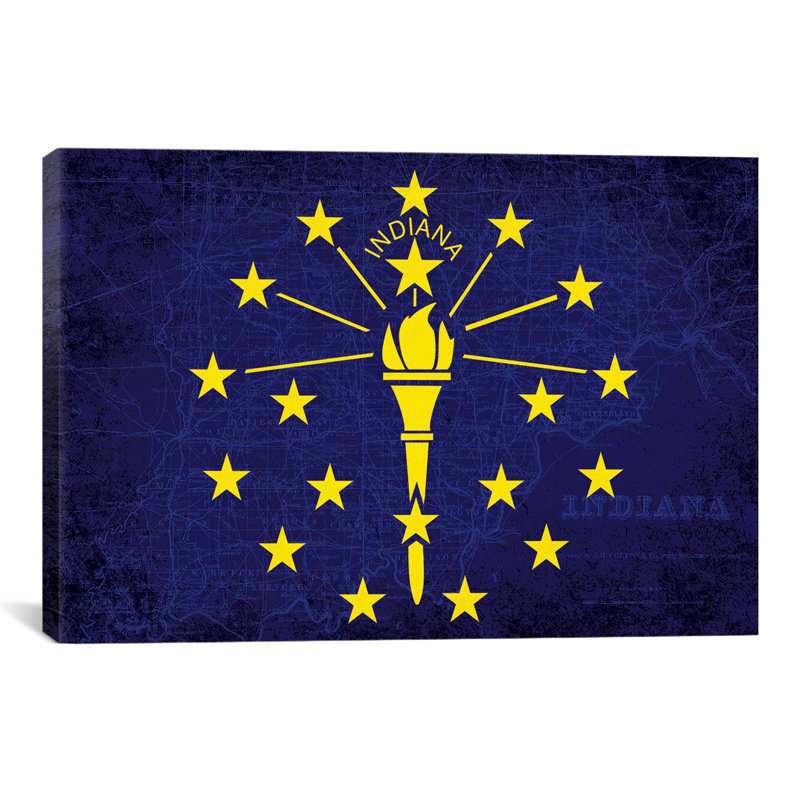 « indiana flag », impression sur toile map, H 12 po x l 18 po x P 1,5 po, Toile tendue, Pas de tapis
