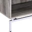 Table d'appoint captivante gris et blanc patiné avec base en métal et tiroir ouvert en chêne chic