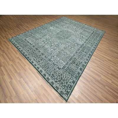 8'0" x 10'0" New Hand Knotted Green Wool Rectangle Oriental Rug 