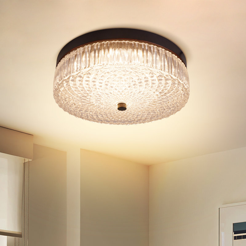 Stunning Glimmering Striped Glass Ceiling Light  11.8 Inch Elegant Modern Flush Mount Ceiling Light For Low Ceilings